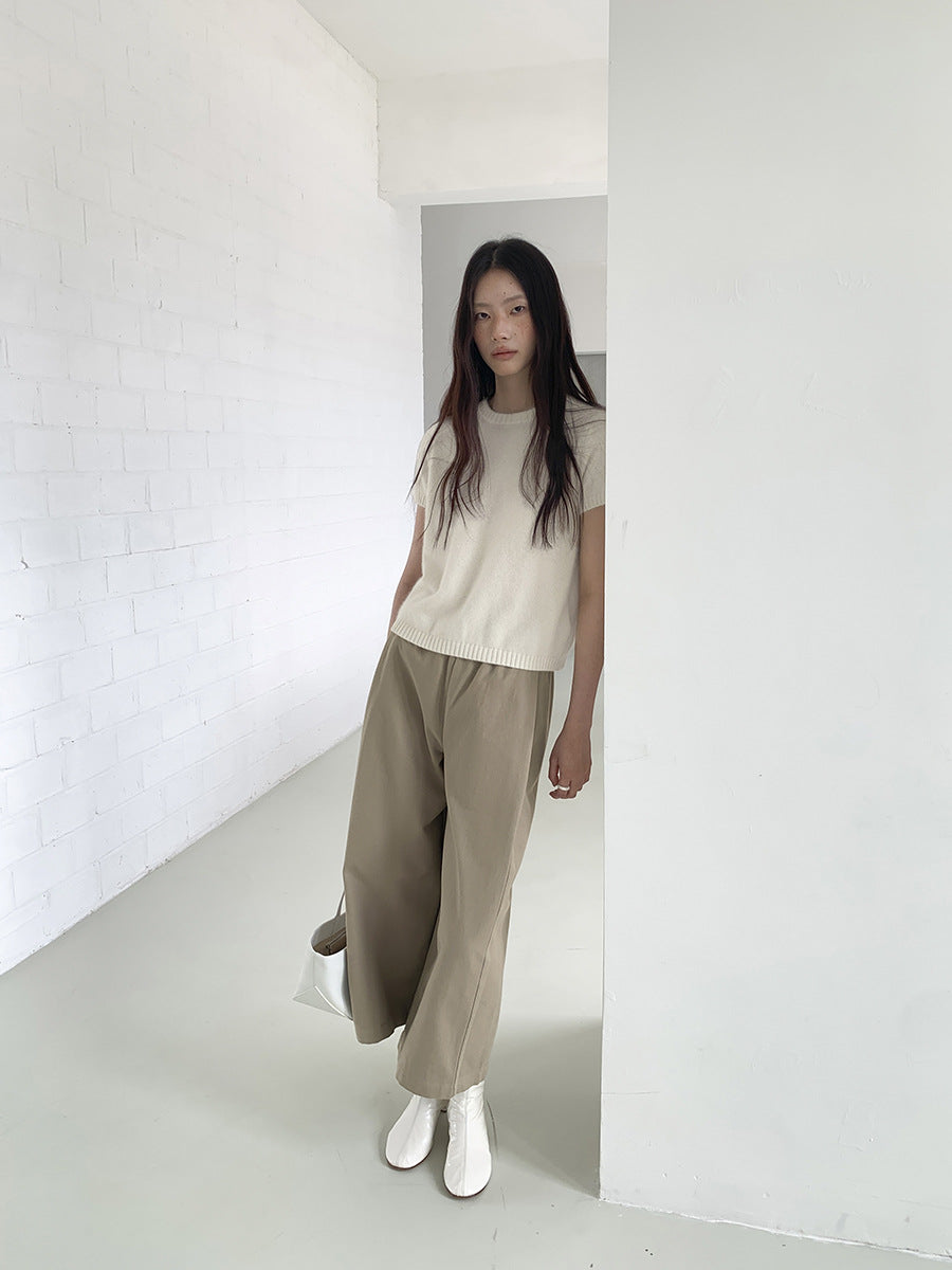 Straight Leg Versatile Cotton Trousers