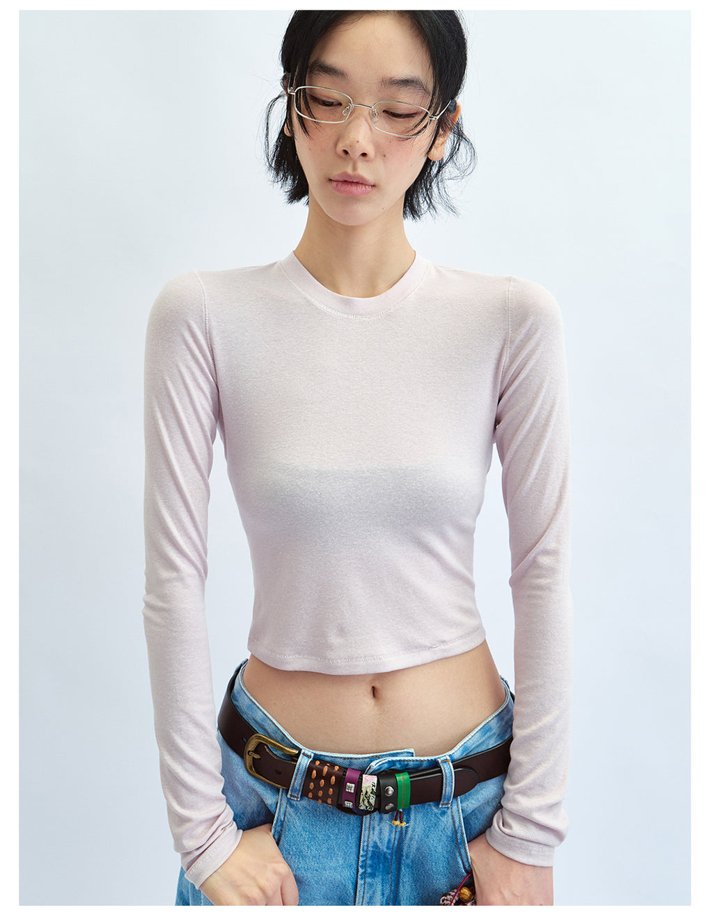 Basic Solid Color Crew Neck Long-sleeve T-shirt