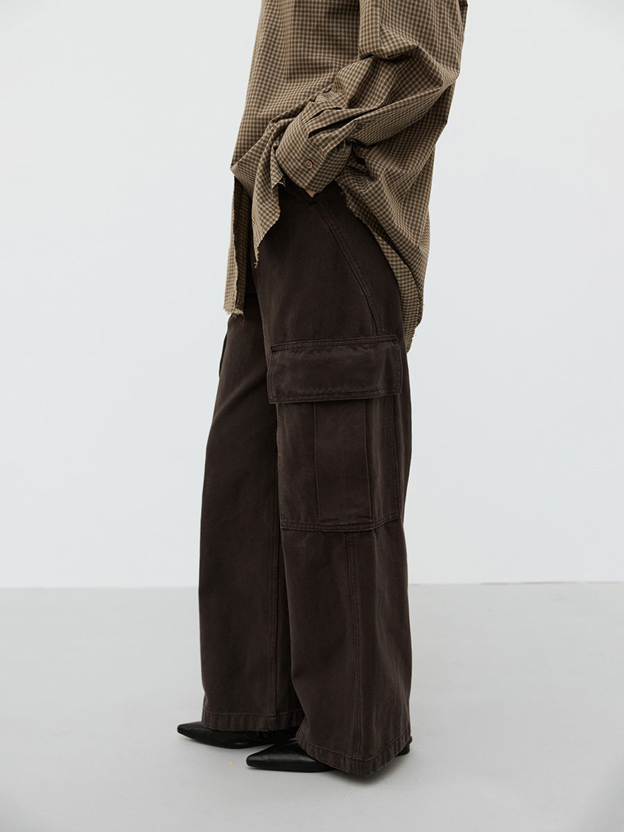 Distressed Wide Leg Cargo Work Pants