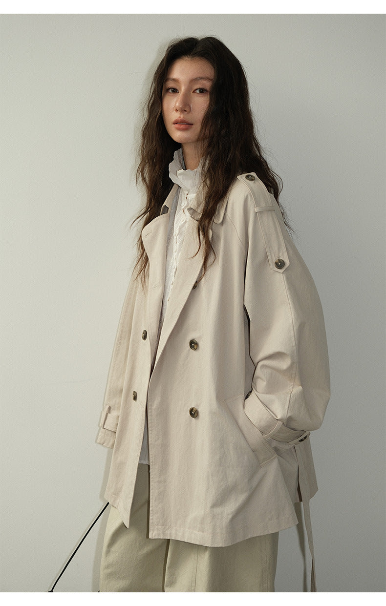 Double-Breasted Lapel Mid-Length Trench Coat