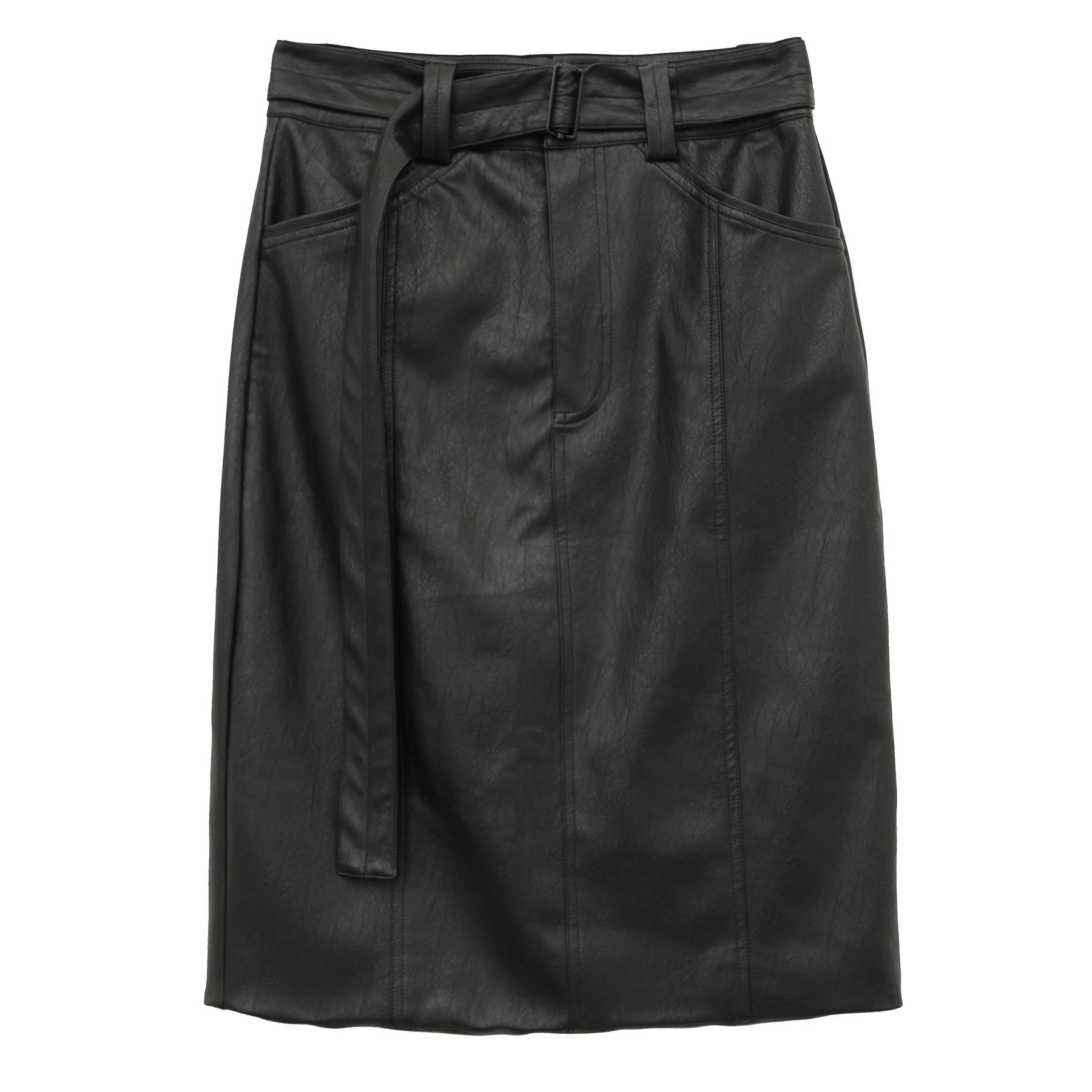 PU Leather Bodycon Midi Skirt