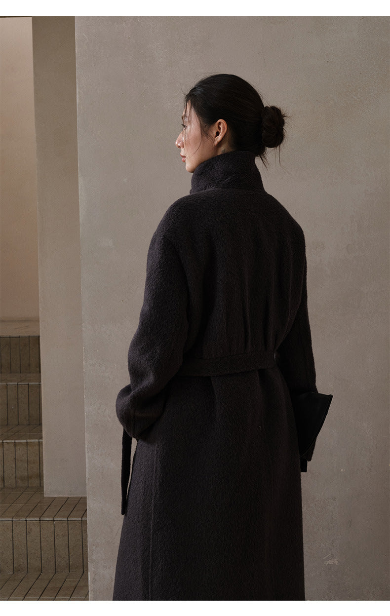 Double-Breasted Long Belt Double-Sided Alpaca Wool Cashmere Coat