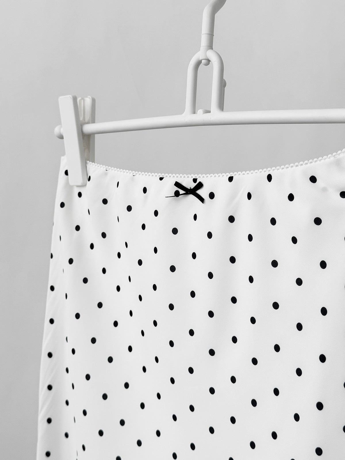 Black & White Polka Dots Low Waist Midi Skirt