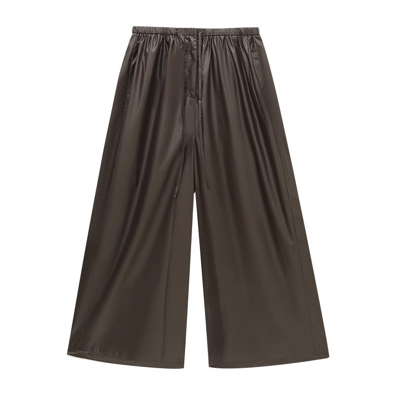 Fluid Viscose Wide-Leg Pants with Drawstring Hem
