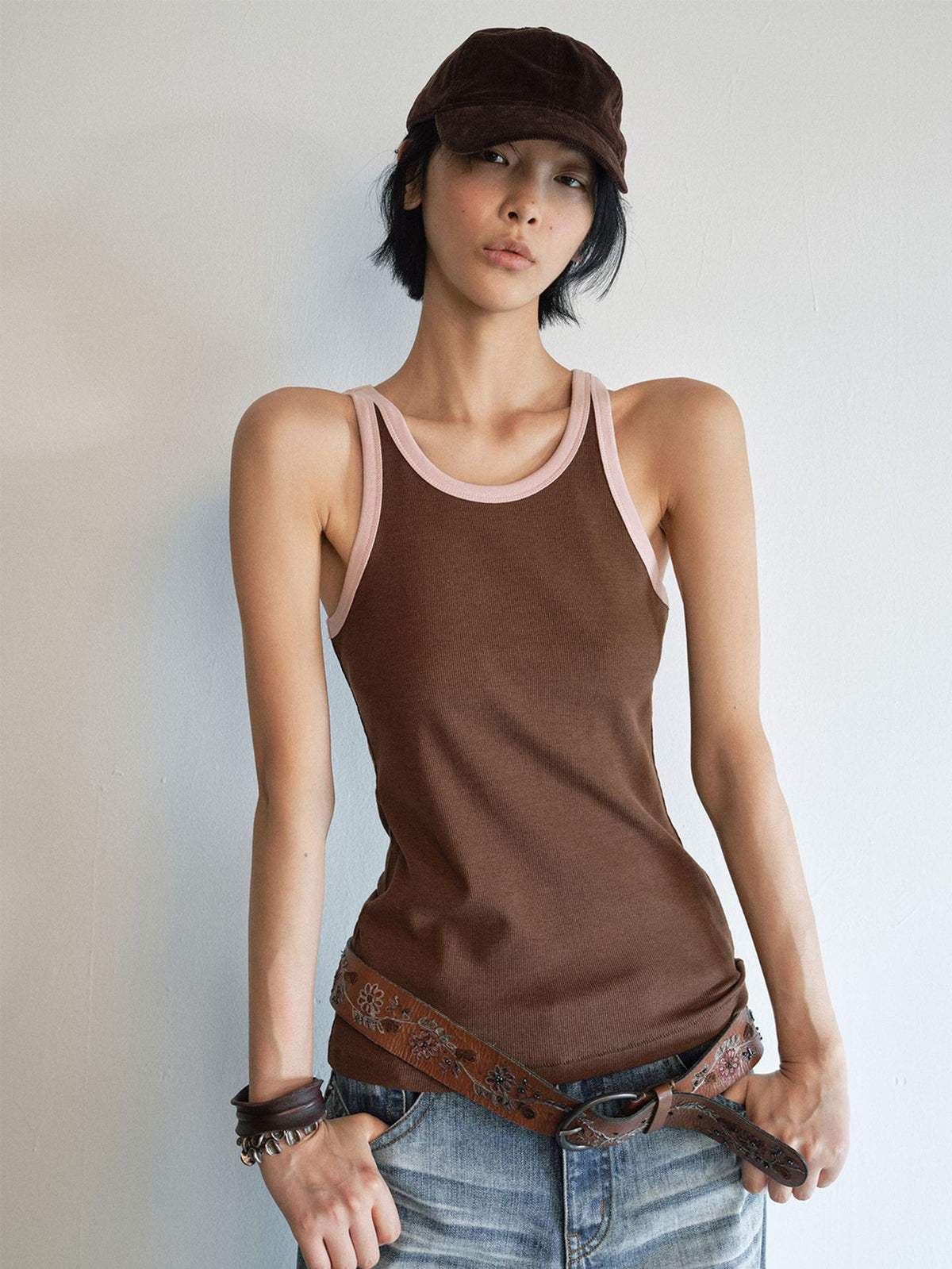Layered Color-Blocking Casual Tank Top