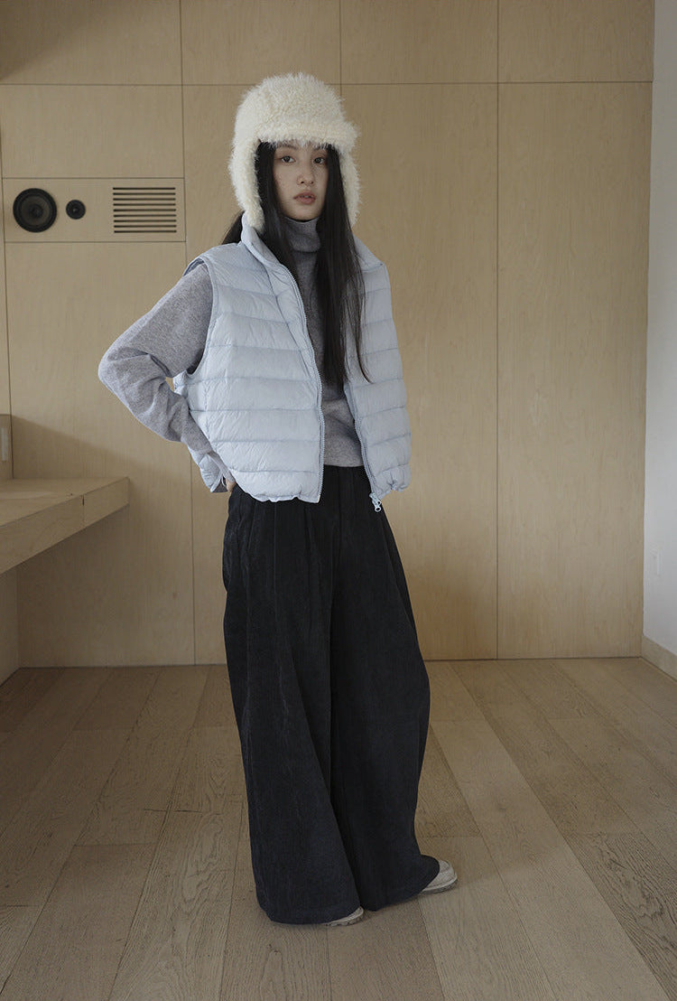 High-Waist Casual Pleated Wide-Leg Pants