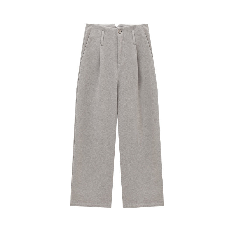 Soft Tailored Wide-Leg Pleated Trousers