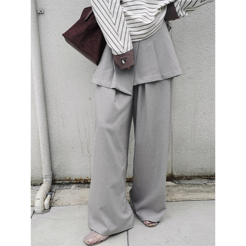 Drape Two-piece Apron Wide-leg Suit Pants