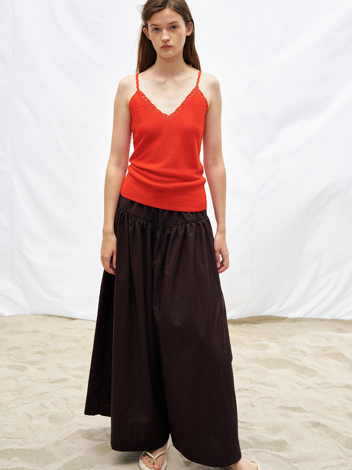 Versatile Lace High-Waist Wide-Leg Skirt Pants