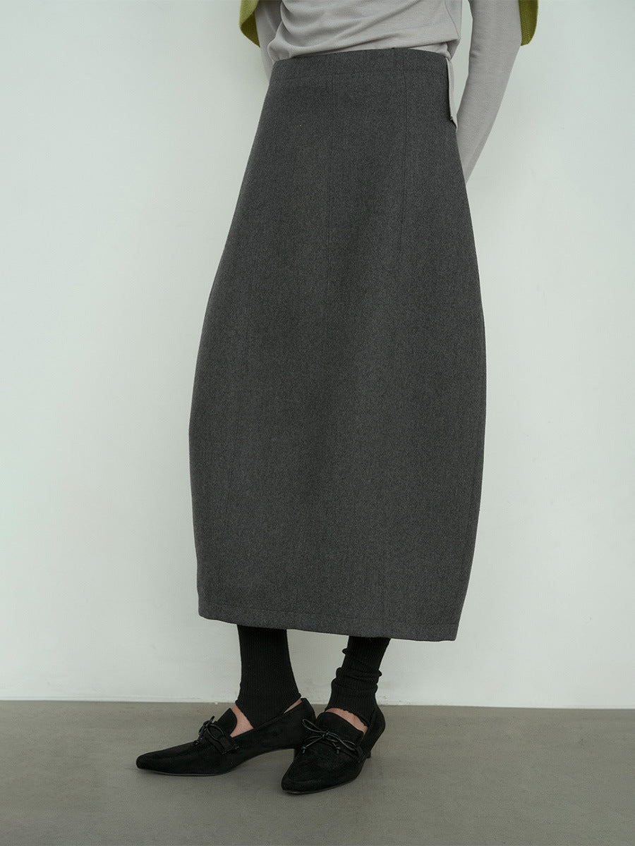 Wool Bud Versatile Midi Skirt