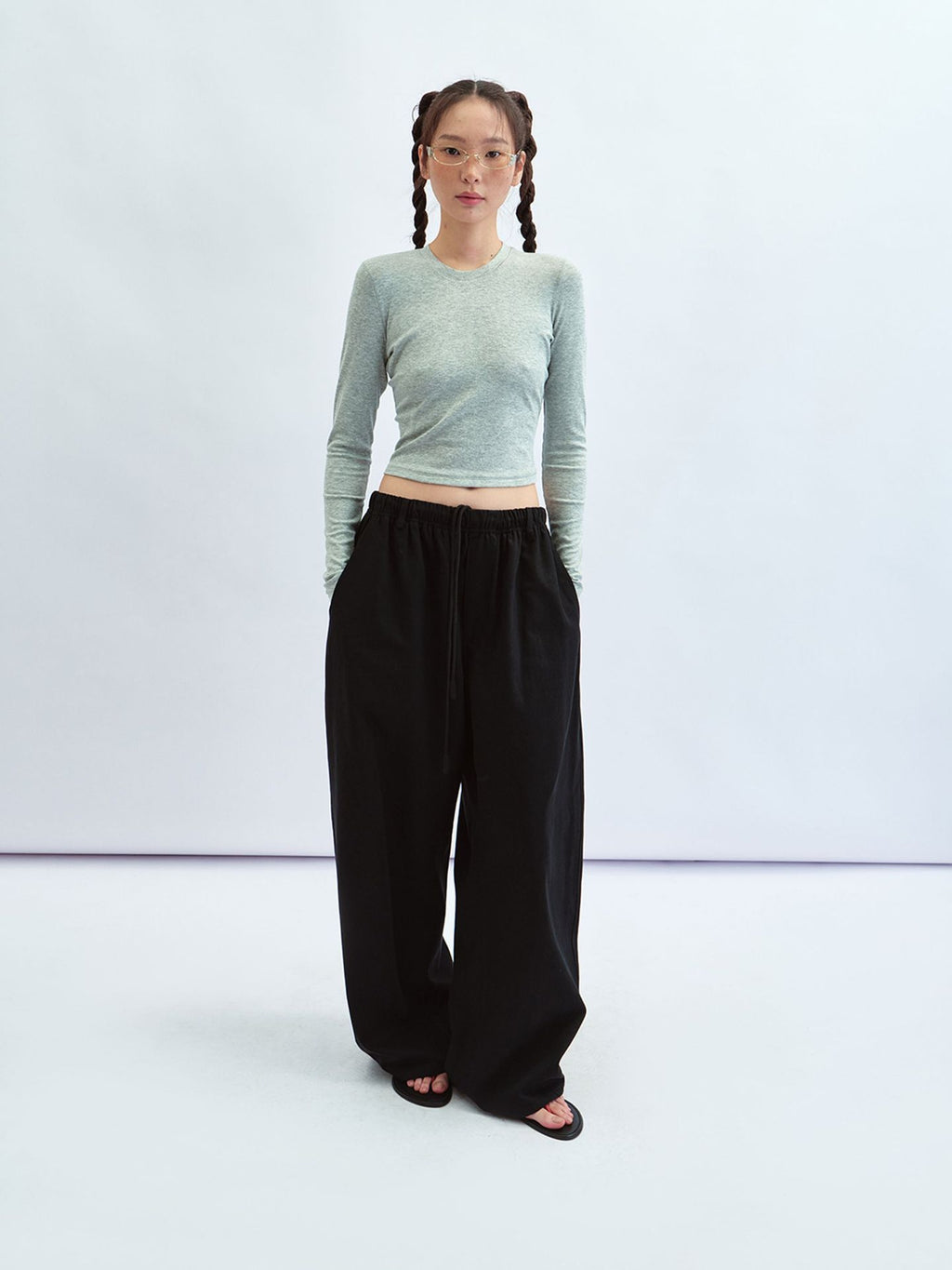 Basic Solid Color Crew Neck Long-sleeve T-shirt