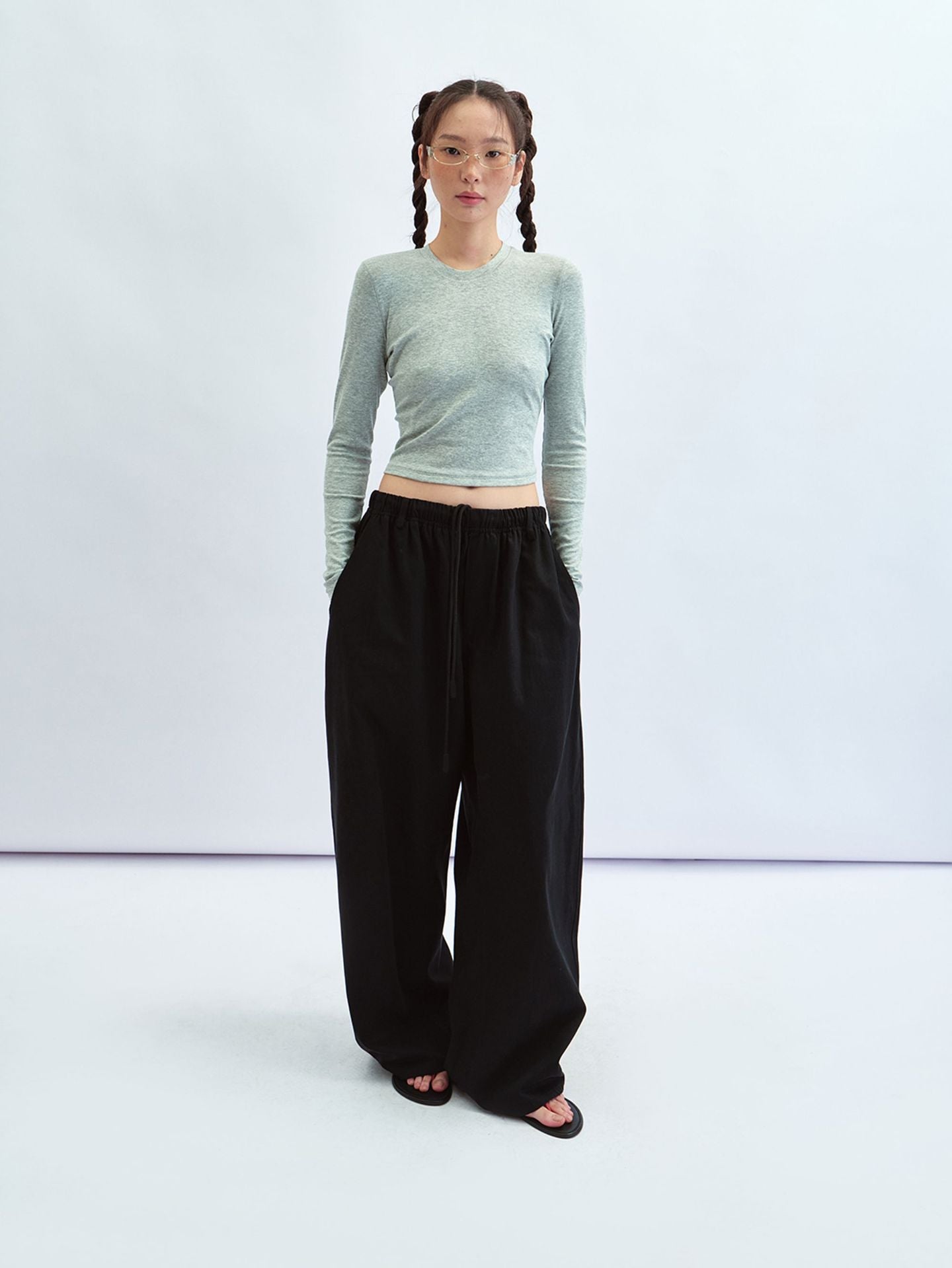 Basic Solid Color Crew Neck Long-sleeve T-shirt