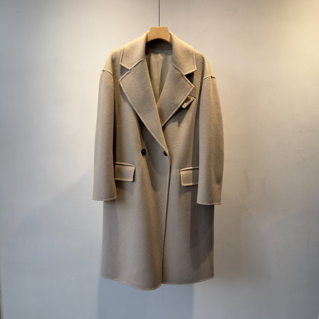 Double-breasted Merino Wool & Cashmere Long Coat