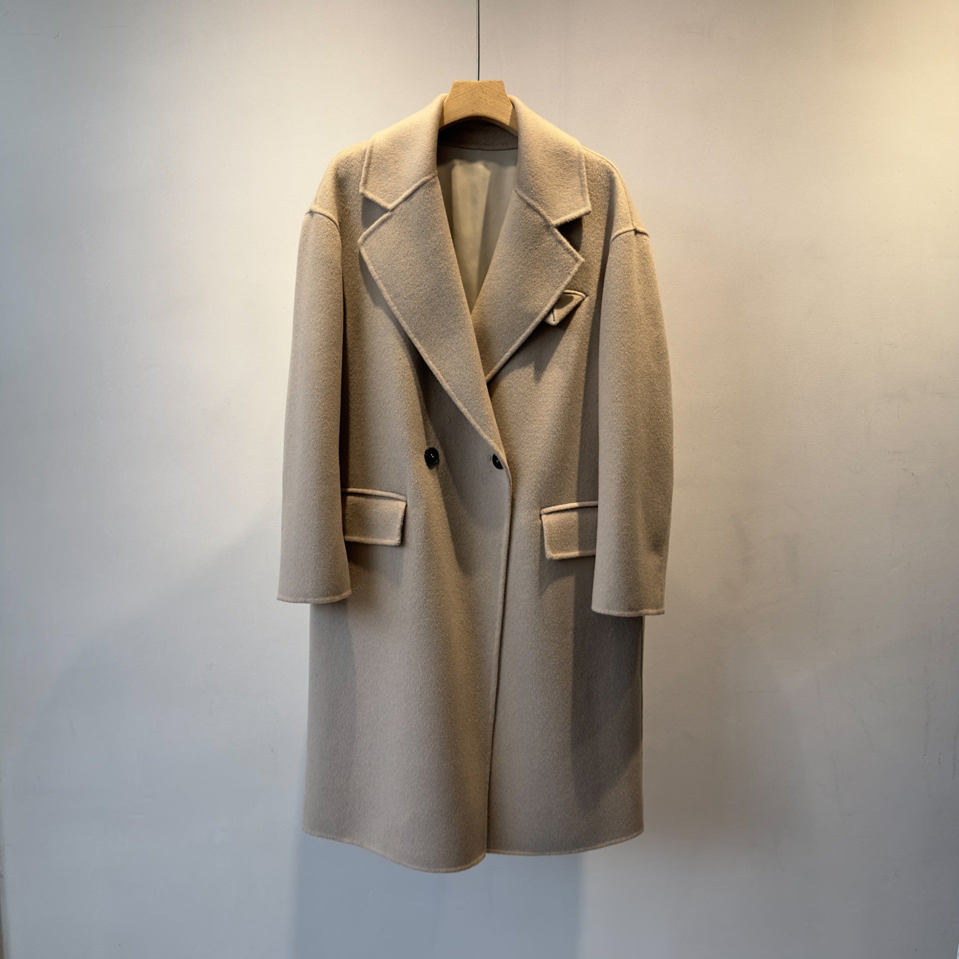 Double-breasted Merino Wool & Cashmere Long Coat