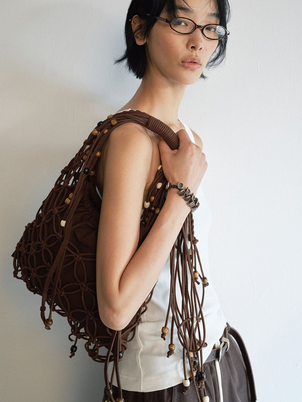 Handmade Fine Woven Fringe Bag with Light Jewelry