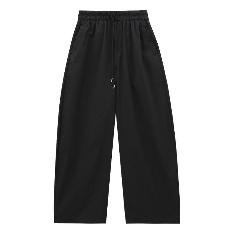 Drawstring Elastic Waist Barrel Pants