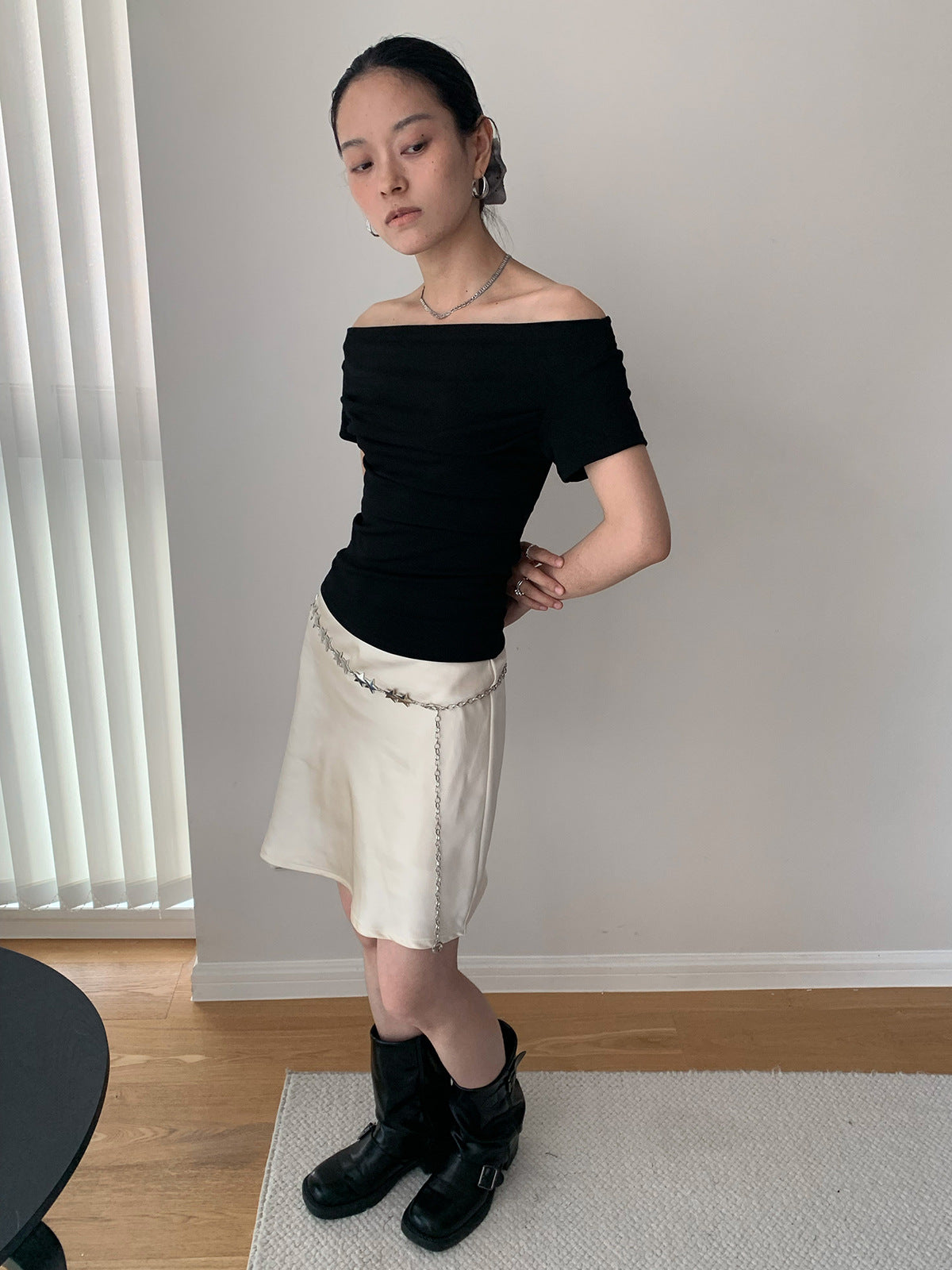 High Waist Bias Cut Minimalist Slip Midi Skirt