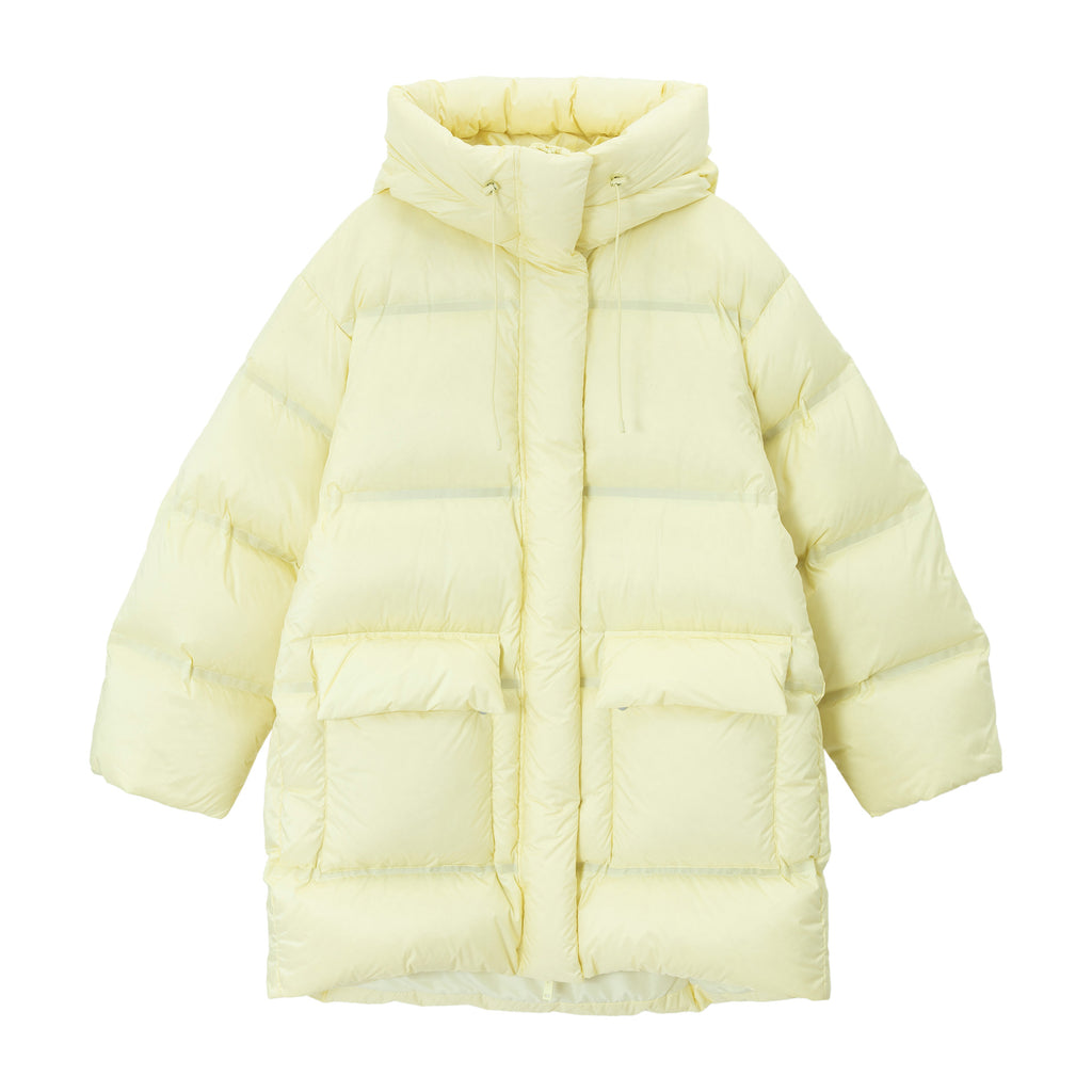Ultra-Soft Cloud Hooded Seamless Long Puffer Jacket with Pockets