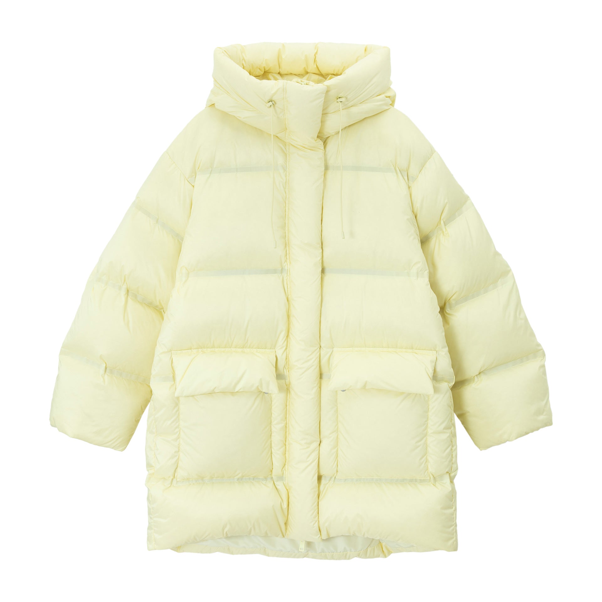Ultra-Soft Cloud Hooded Seamless Long Puffer Jacket with Pockets
