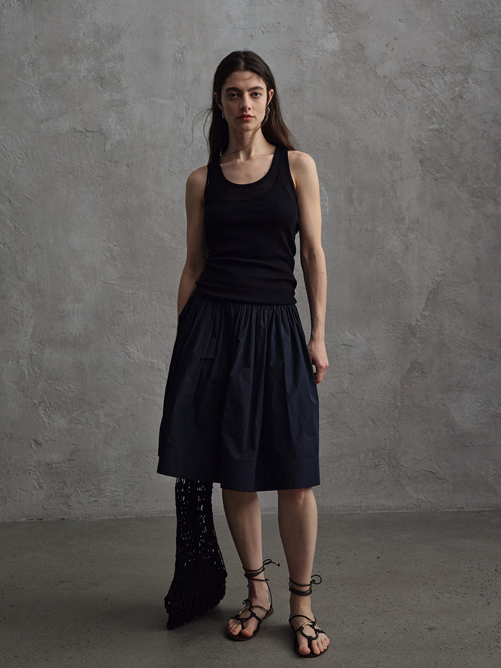 A-Line Pleated Silhouette Puffy Midi Skirt
