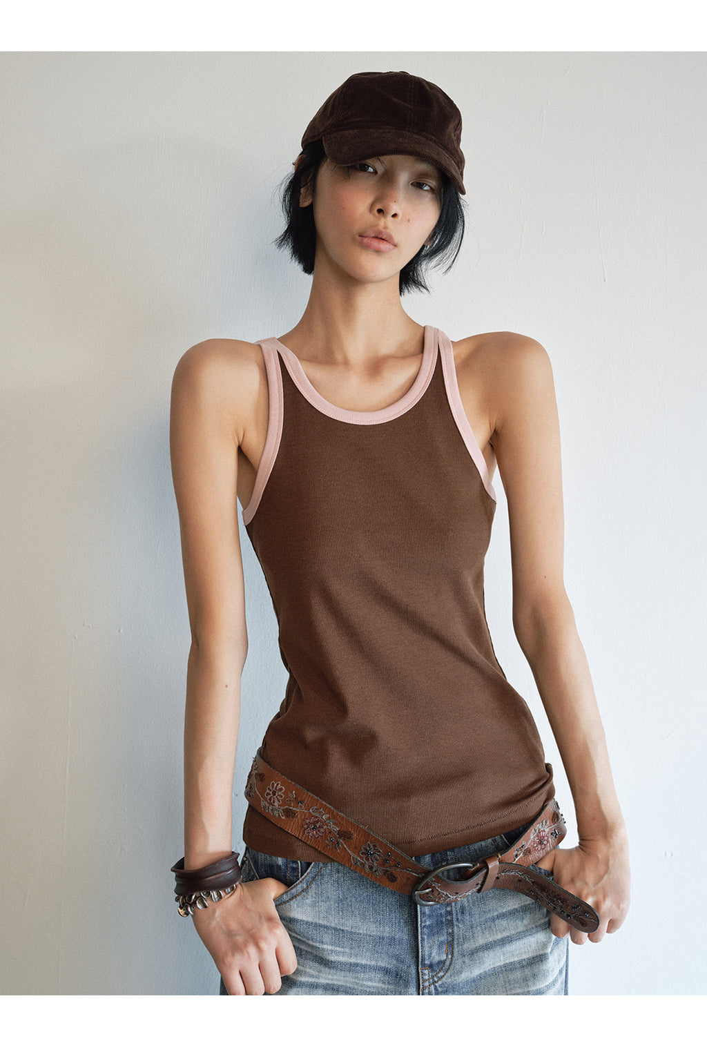 Layered Color-Blocking Casual Tank Top
