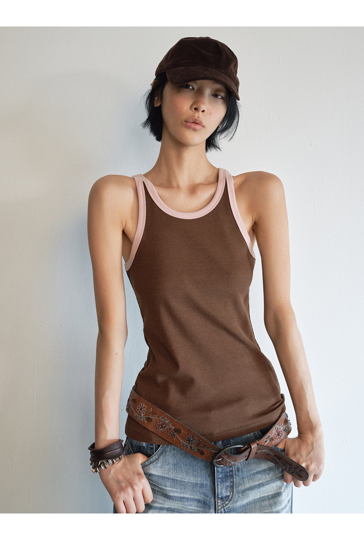 Layered Color-Blocking Casual Tank Top