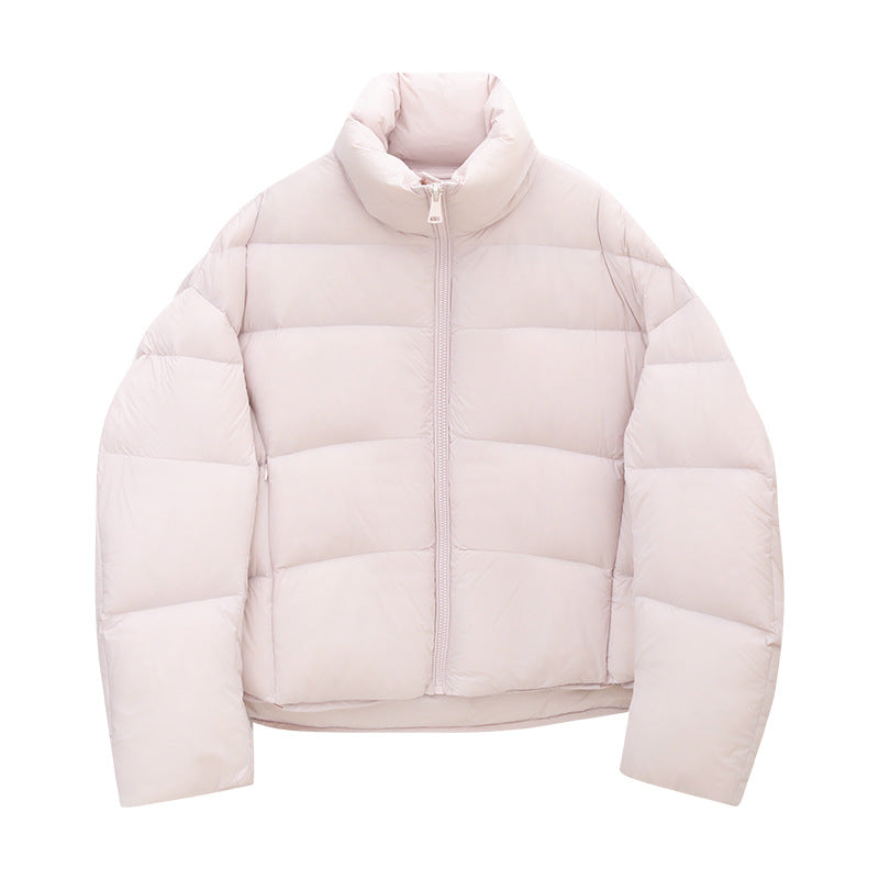 Duck Down Warm Stand Collar Lightweight Relaxed Puffer Jacket