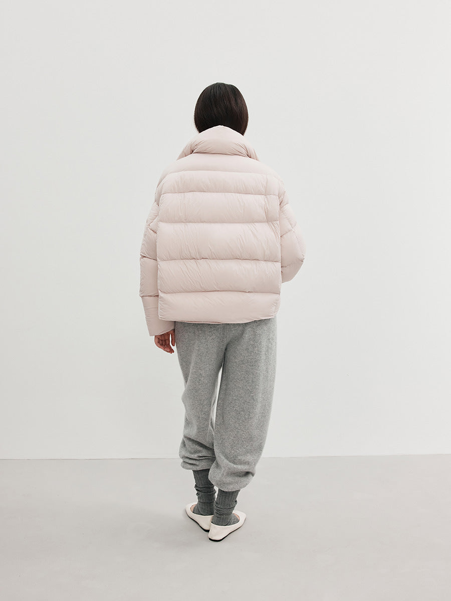 Duck Down Warm Stand Collar Lightweight Relaxed Puffer Jacket