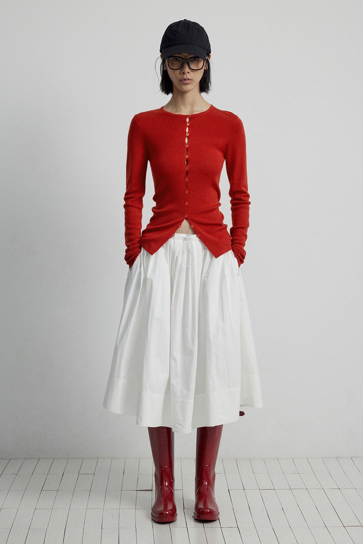Close-fitting Wool Blend Long-sleeved Knit Single-breasted Cardigan Top