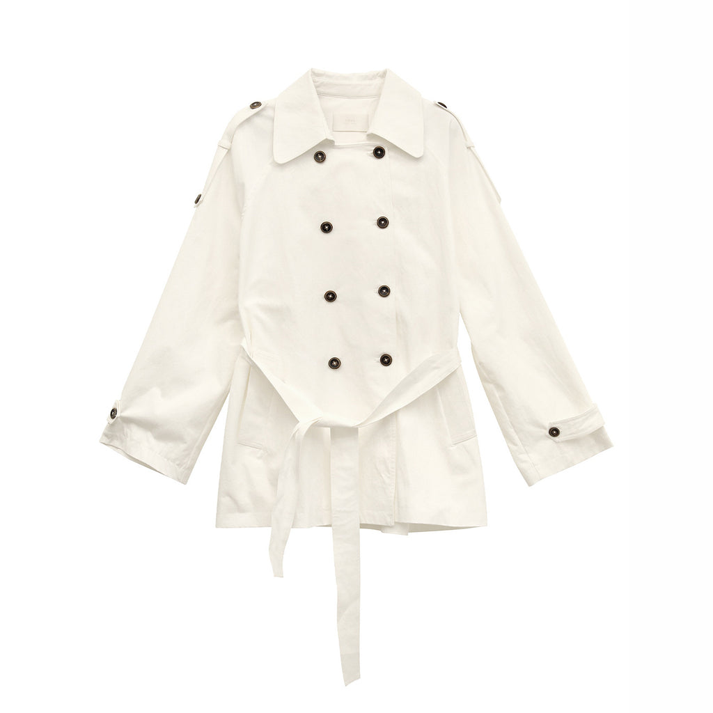 Double-Breasted Lapel Mid-Length Trench Coat