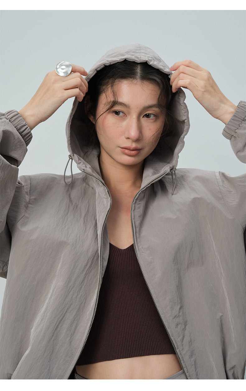 Double-Zipper Design Plush Functional Hooded Jacket