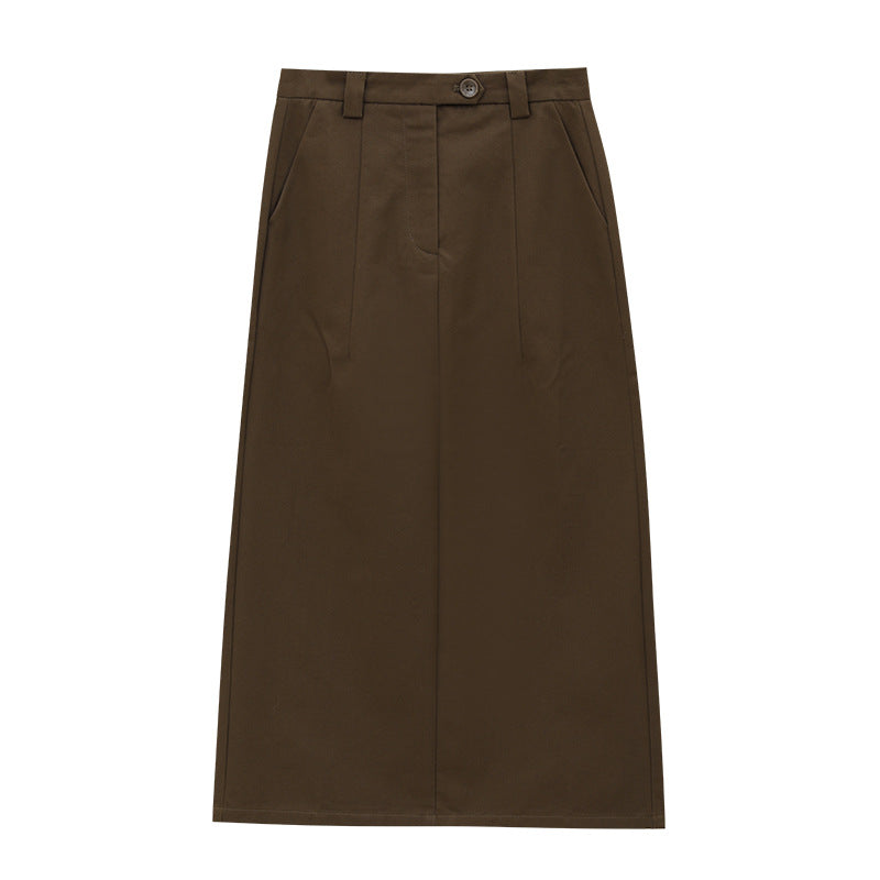 High-Rise Tailored Straight Midi Skirt