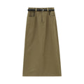 High-Waisted A-Line Maxi Denim Skirt with Back Pockets