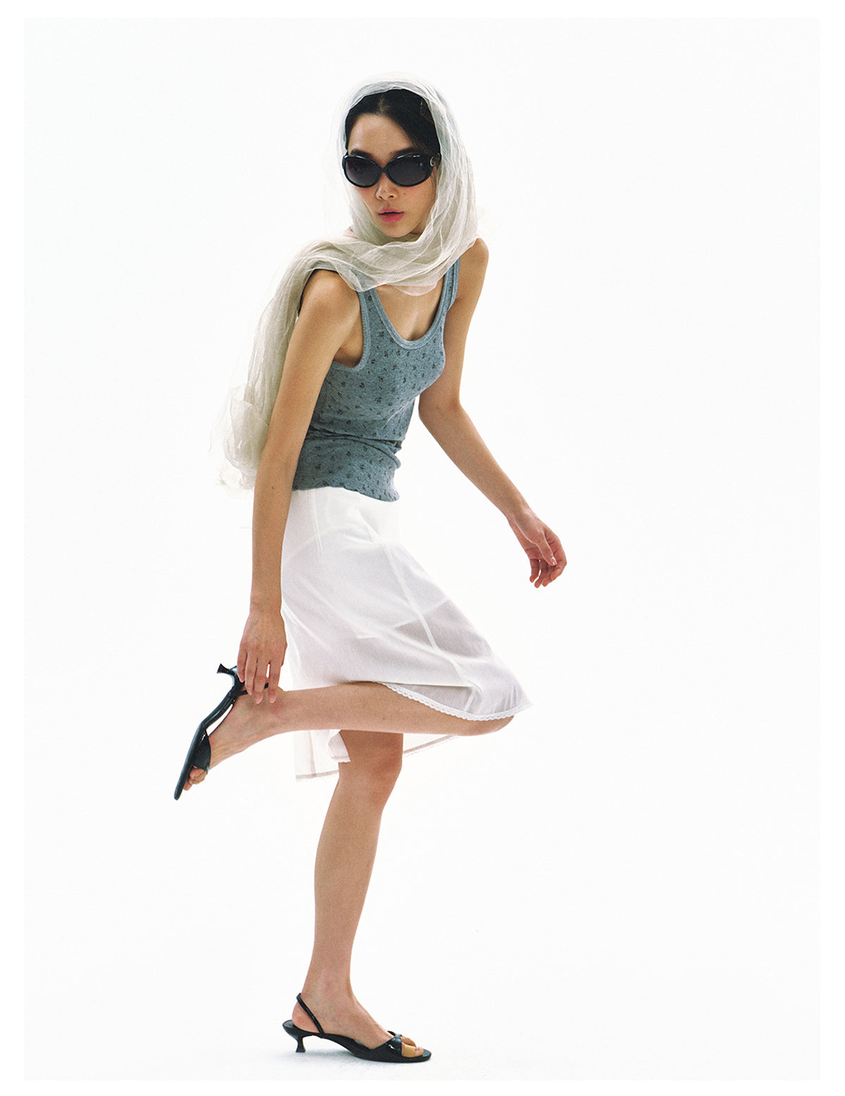 Linen Silk Straight Midi Skirt