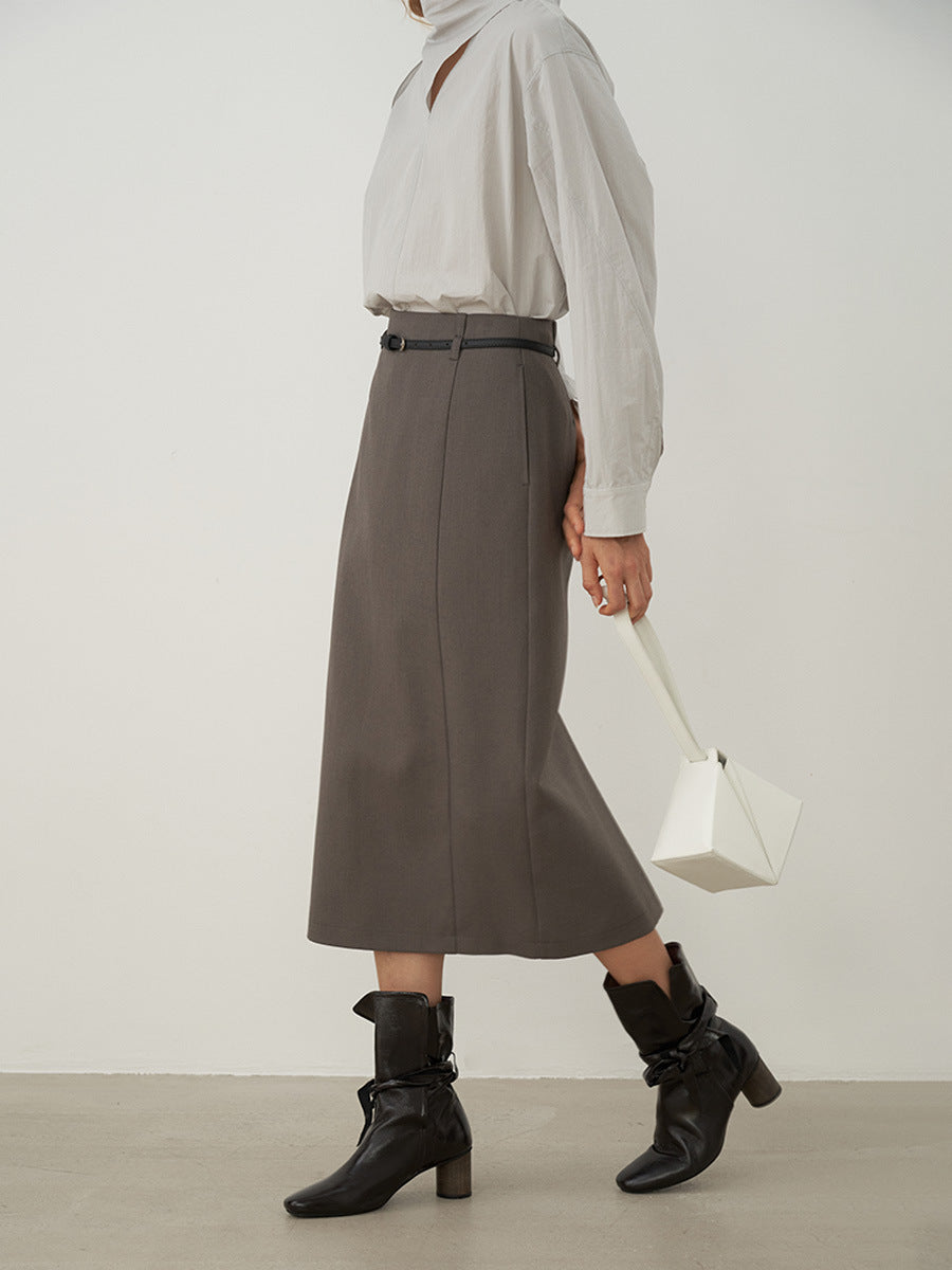 High-waisted Refined Tailored Midi Skirt