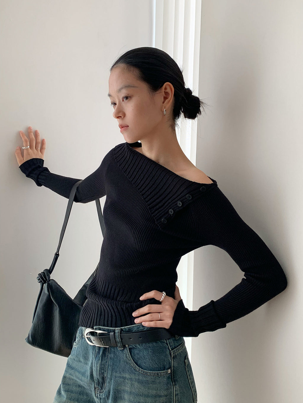 Off-the-shoulder Long Sleeve Knitted Stylish Sweater