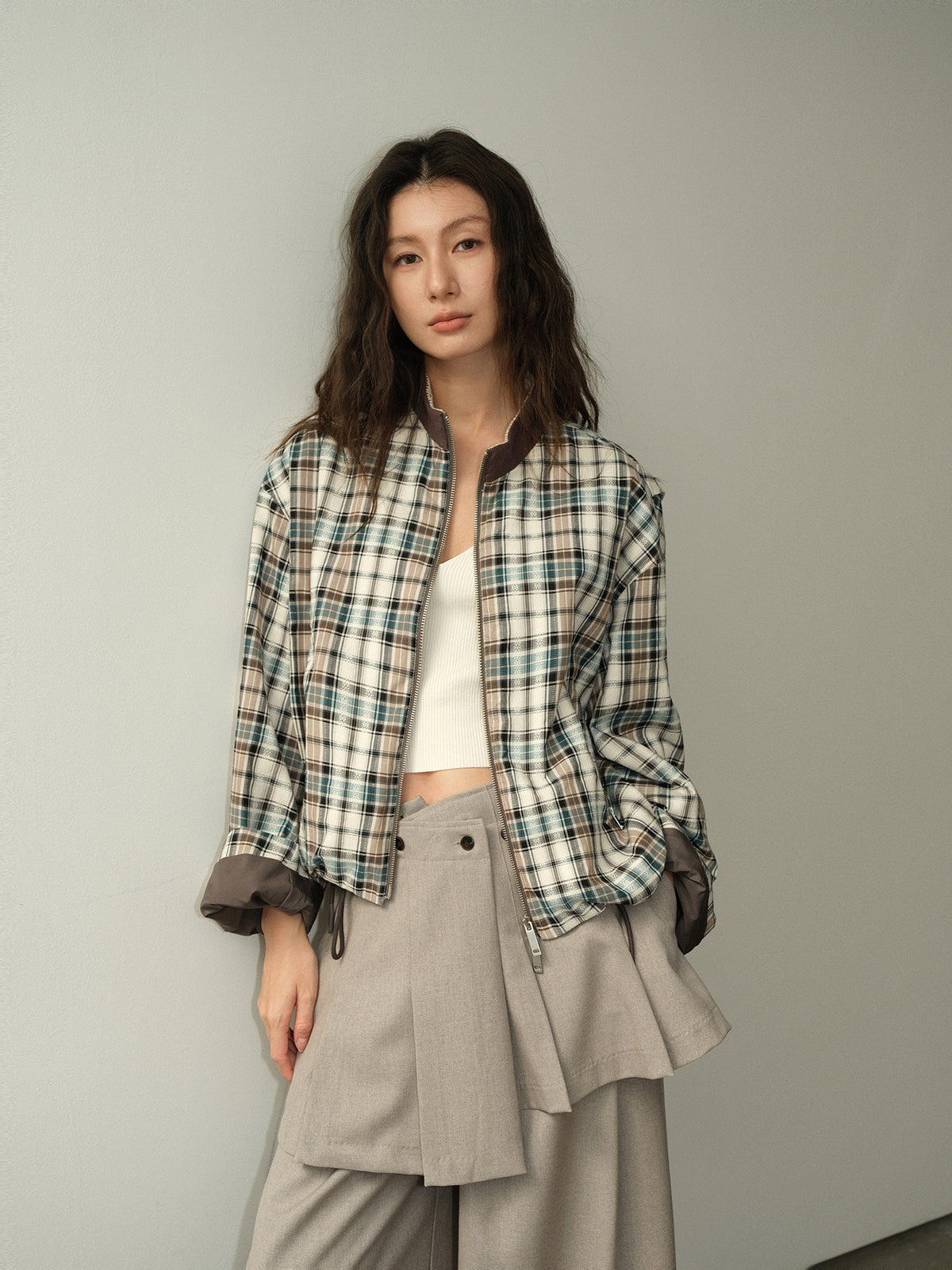 Drape Two-Piece Apron Wide Leg Suit Pants