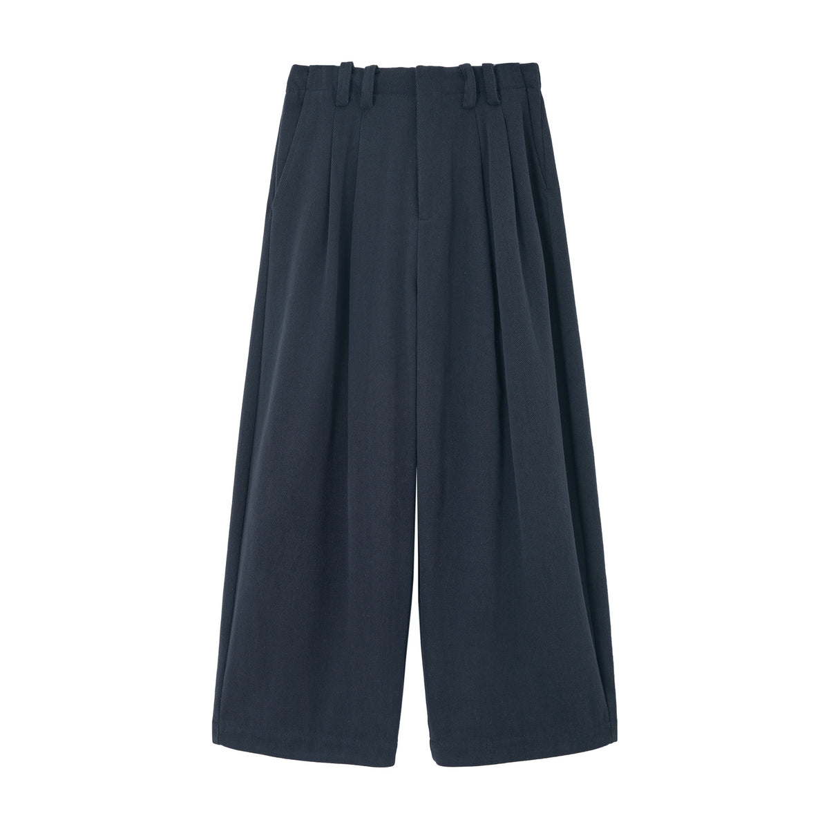 Twill Brushed Fleece Pleated Wide-Leg Pants