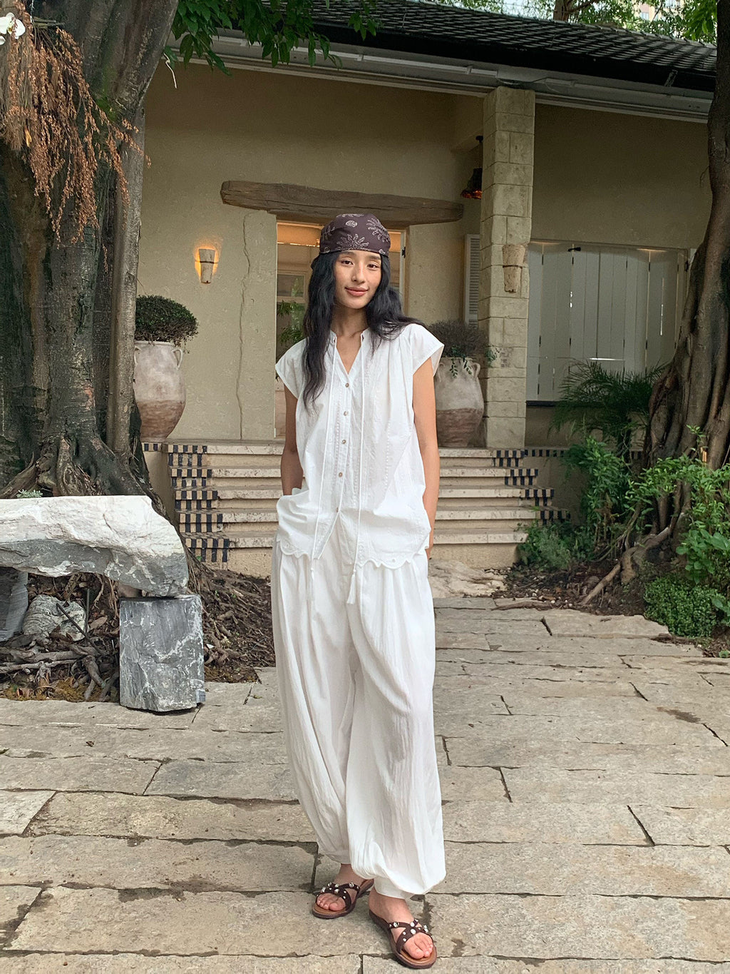 Lyocell Tencel Casual Parachute Wide-Leg Pants