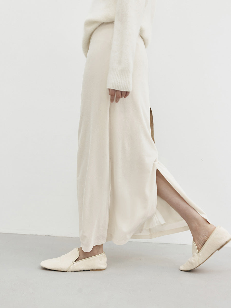 Soft Drape Velvet Straight Midi Skirt