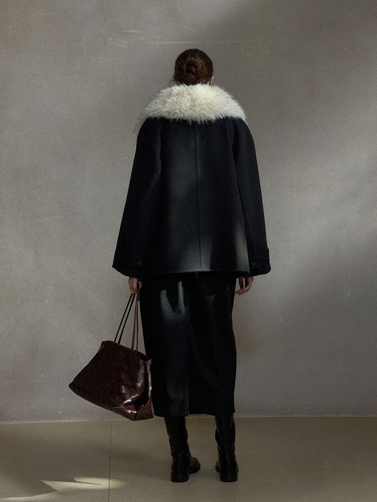 Merino Wool Large Collar Coat