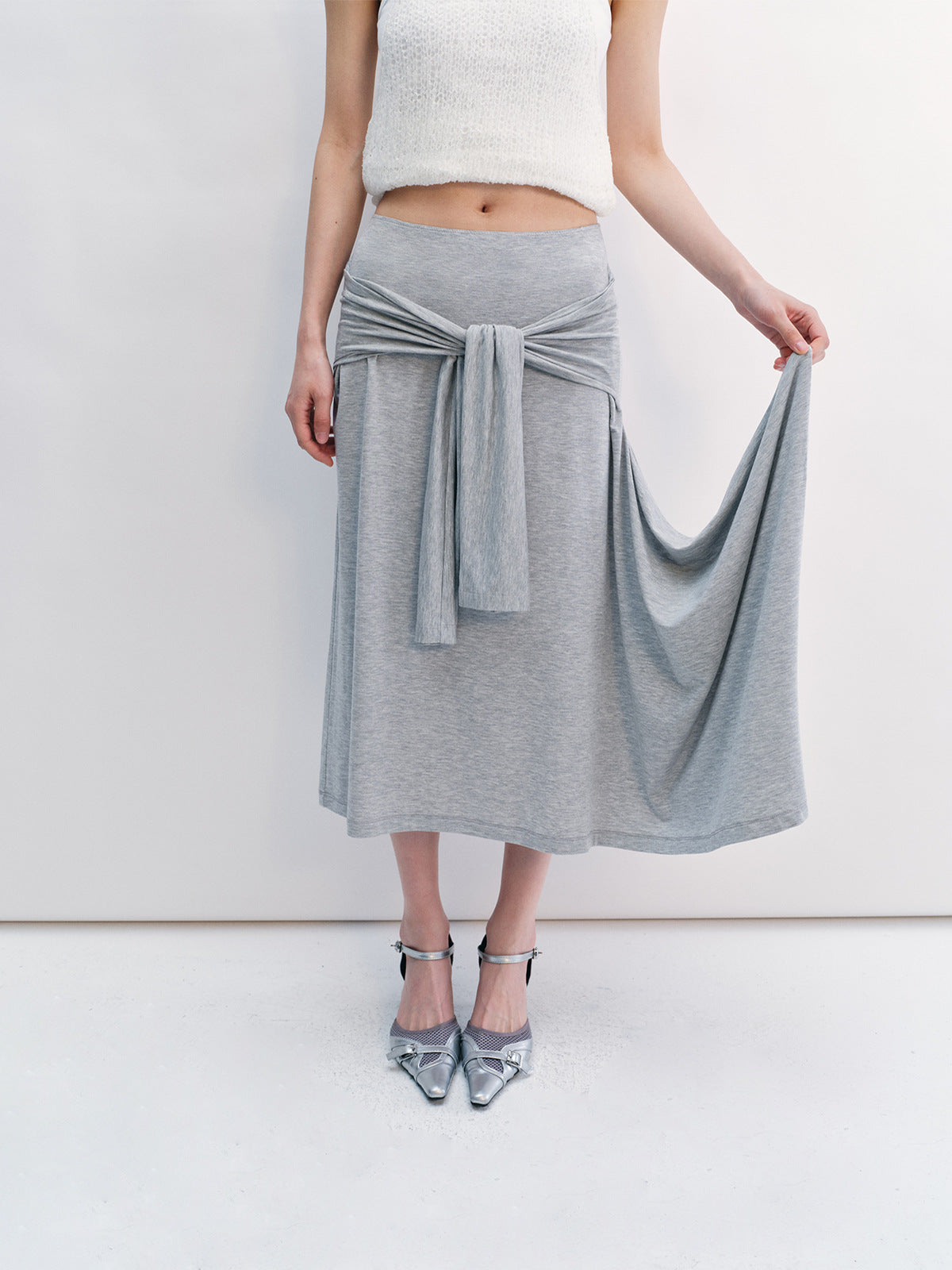 Breathable Stretch Strap Irregular Midi Skirt