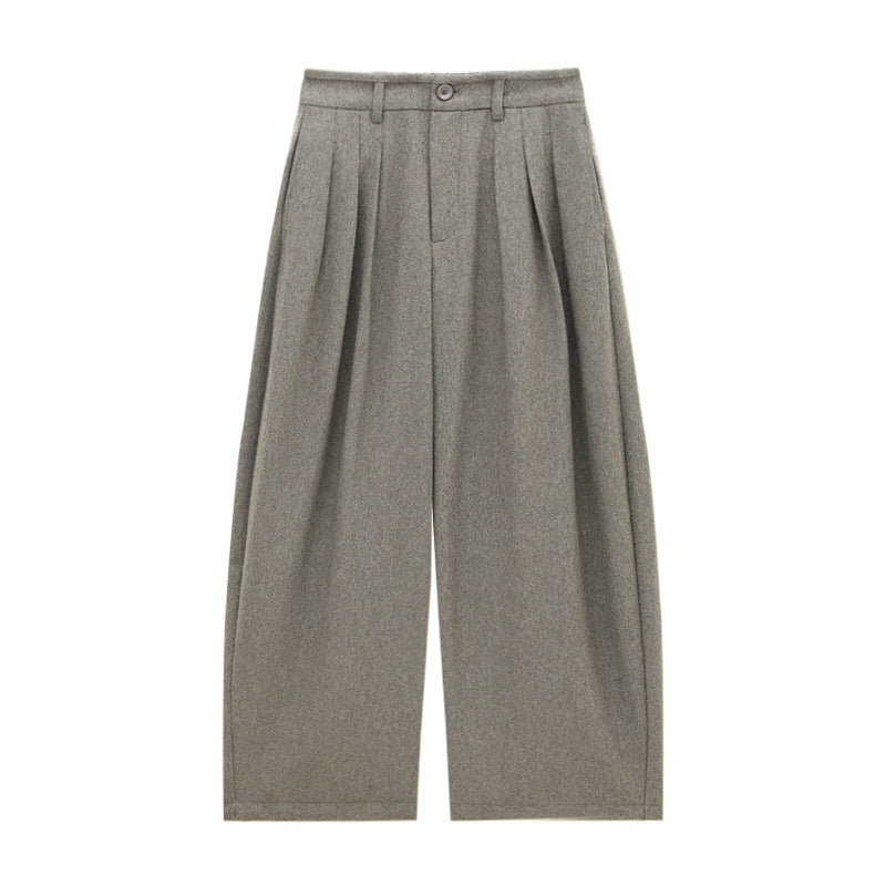Wool Blend Tulle Drape Casual Pants