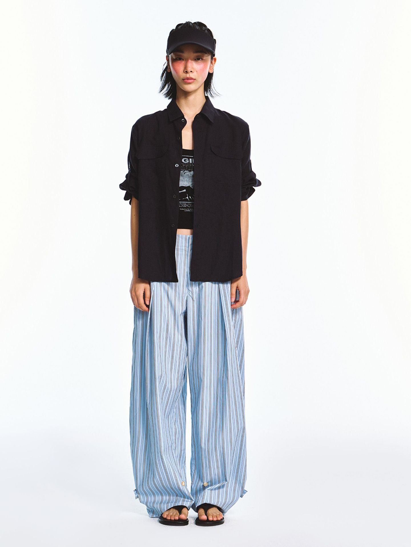 Breathable Striped Adjustable Leg Cuff Casual Pants