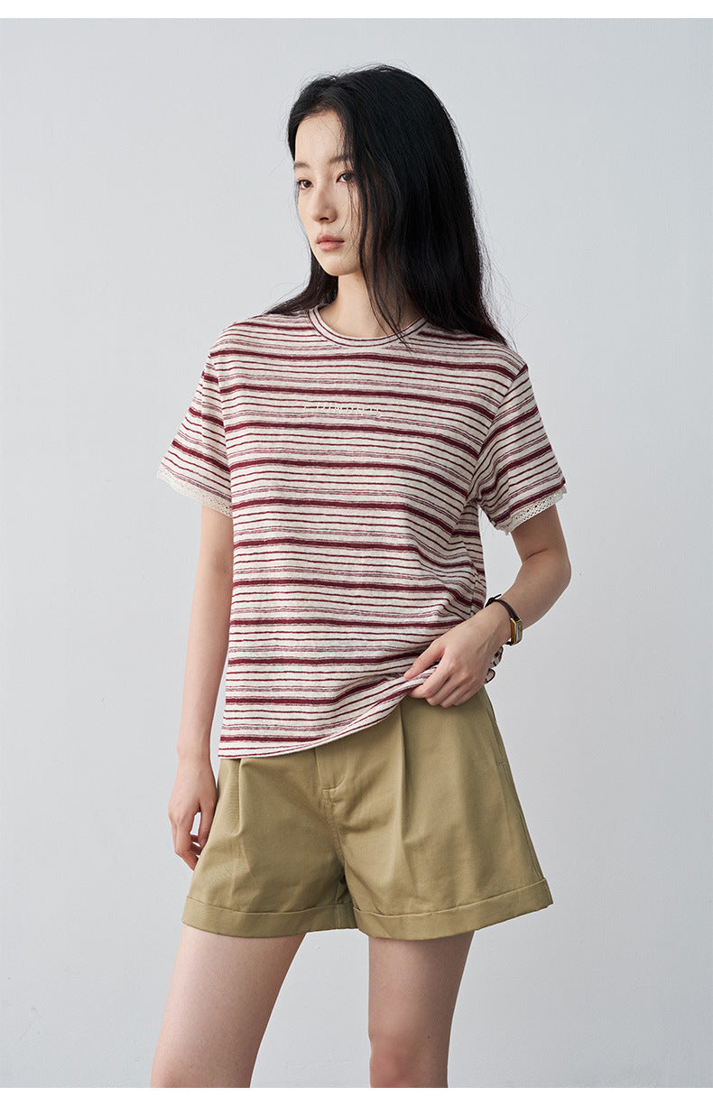 Pleated Mid-rise Rolled Edge Straight Leg Shorts