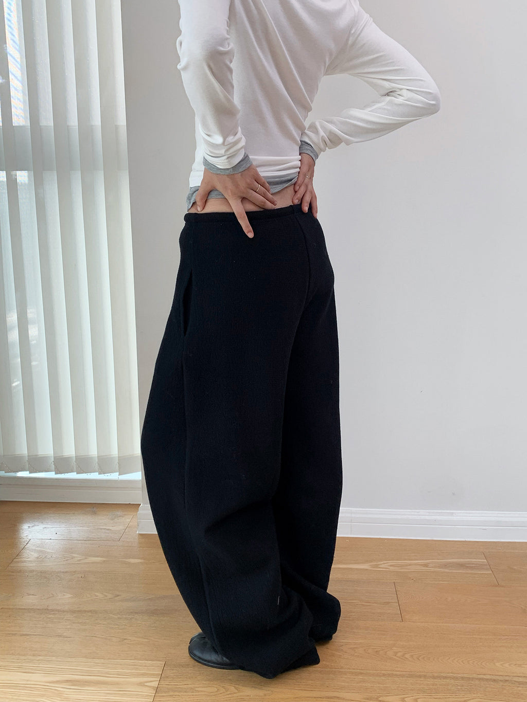 Drawstring Wide Leg Textured Sweatpants