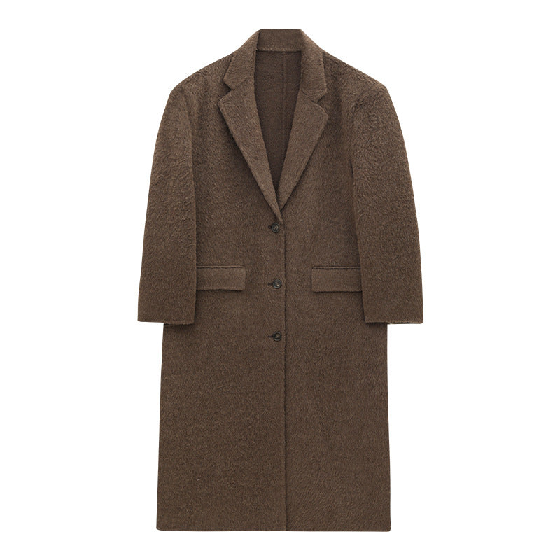 V-neck Elegant Alpaca Woolen Jacket