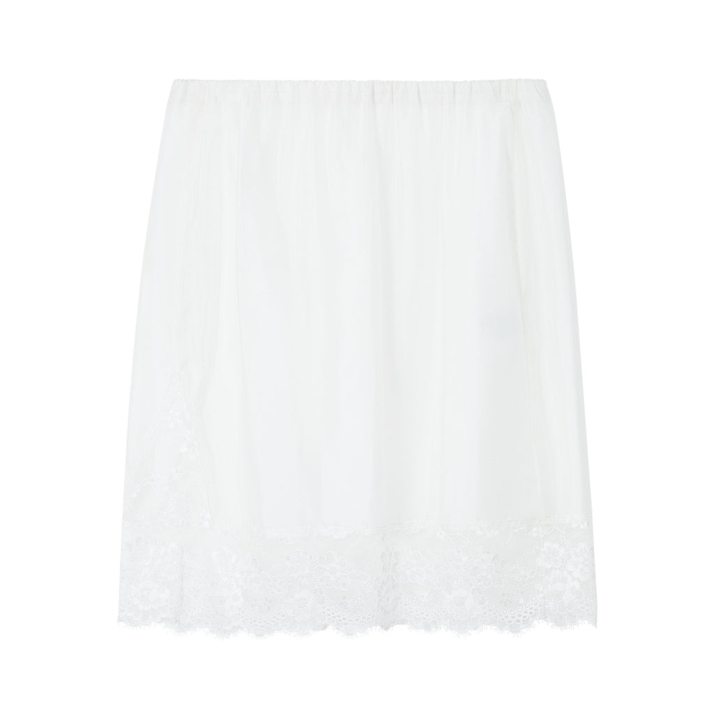 Mulberry Silk Lace Elastic Waist Midi Skirt