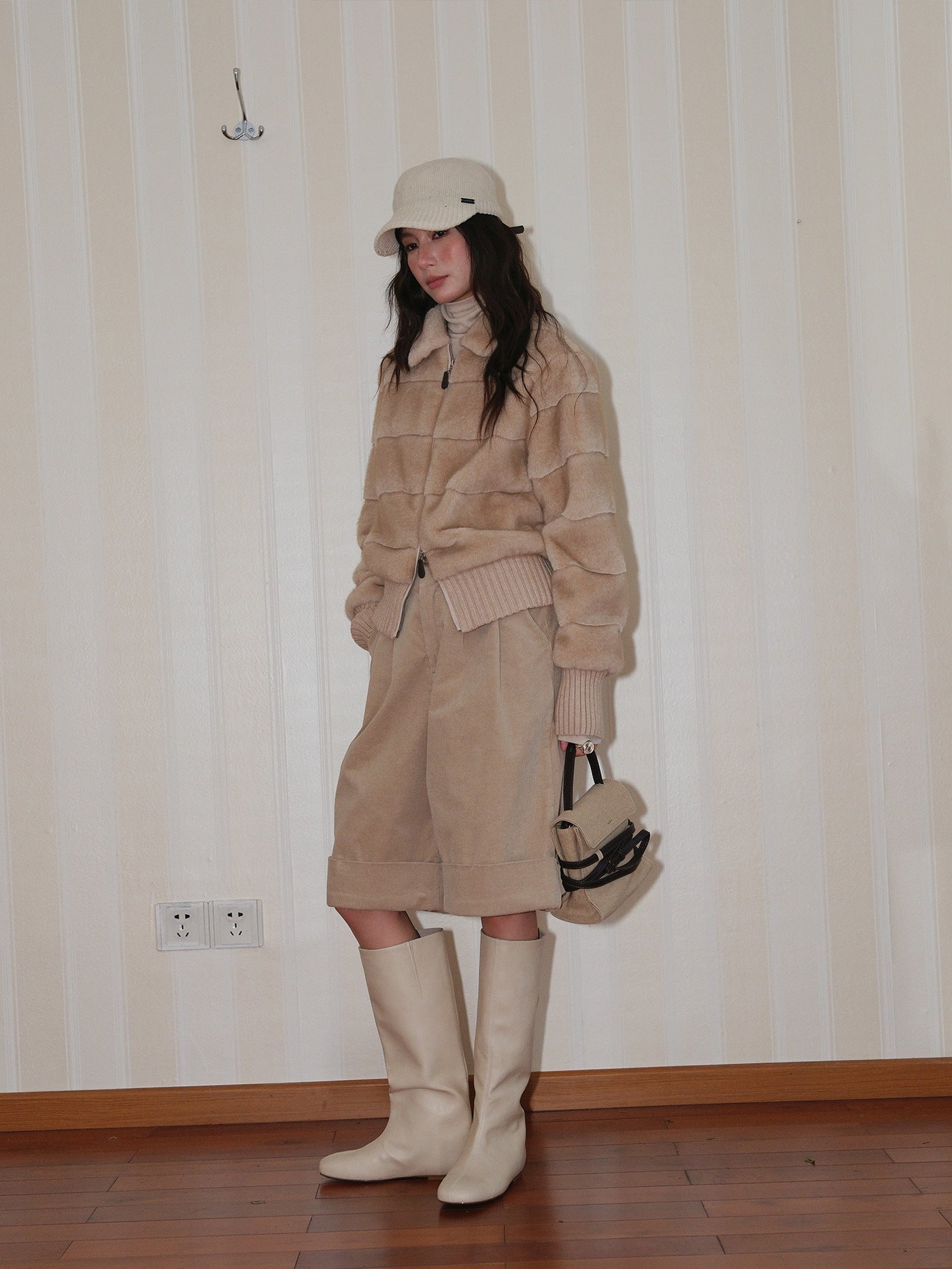 Plush Knitted Patchwork Jacket