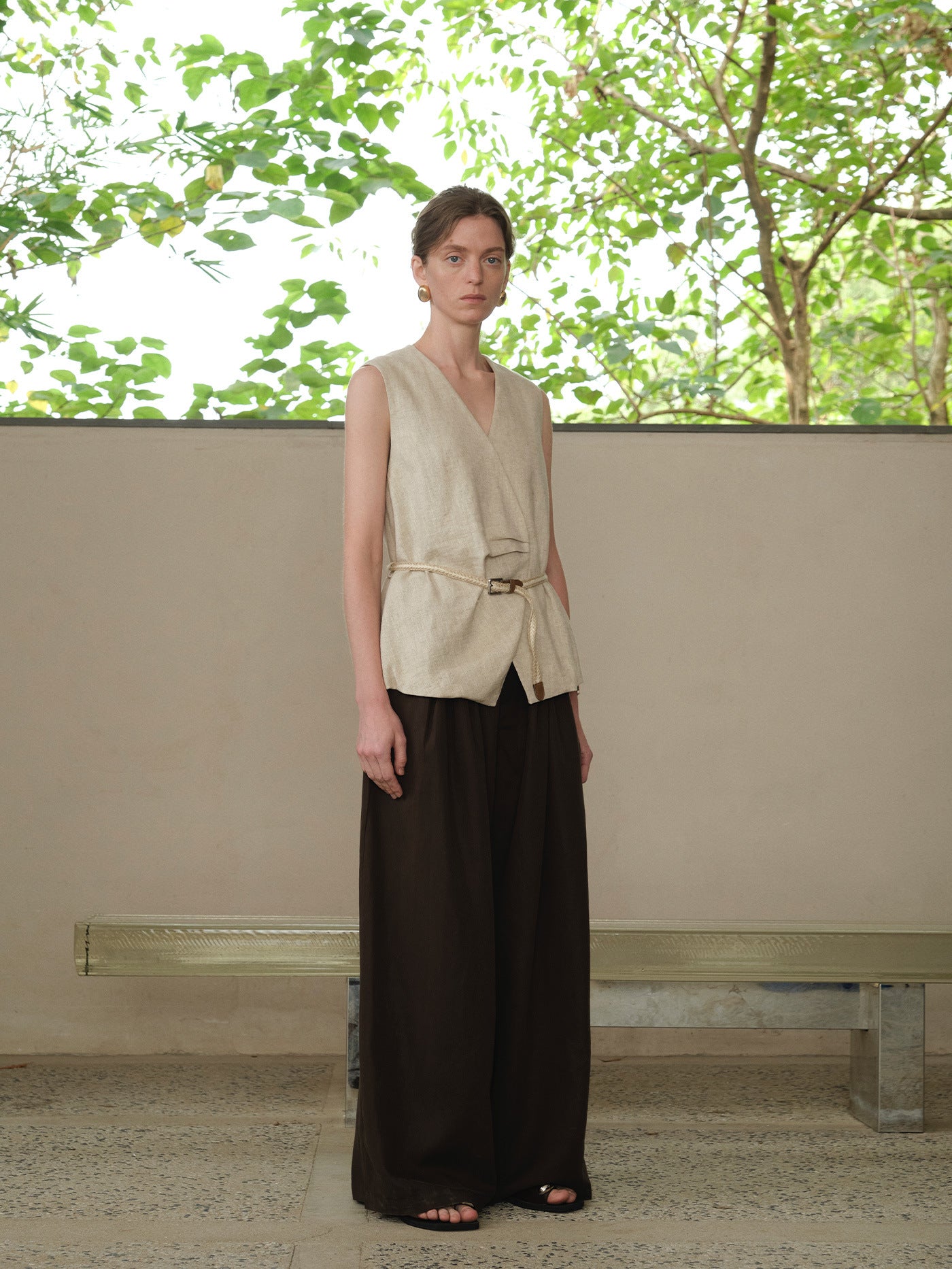 Wide-Leg Drape Pants
